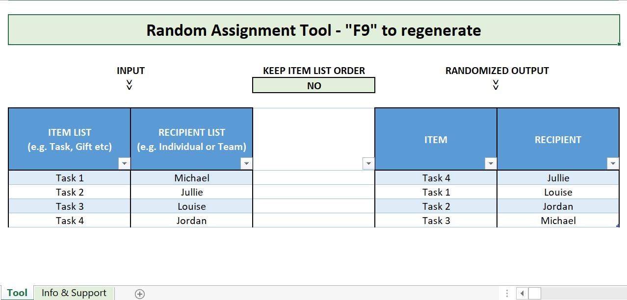 random assignment table