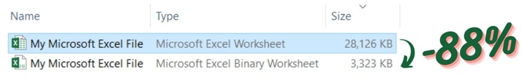 Reduce Excel file size with the Binary Workbook Format (.XLSB format) - FixMySpreadsheet.Live