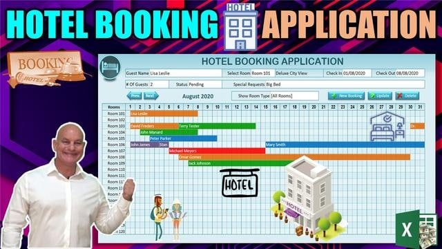 Microsoft Excel - Hotel Booking Manager by ExcelForFreelancers.com